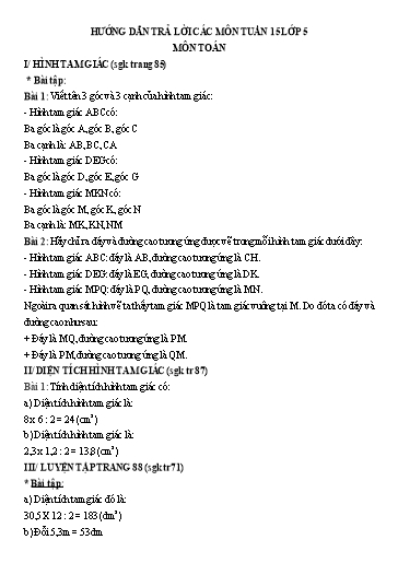 Bài giảng các môn Lớp 5 - Tuần 15 (Luyện tập + Đáp án) - Năm học 2021-2022 - Trường Tiểu học Phan Bội Châu