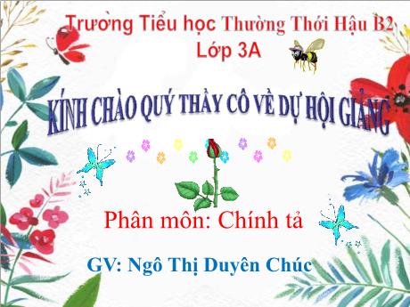 Bài giảng môn Chính tả Lớp 3 - Nghe, viết: Quê hương ruột thịt - Năm học 2019-2020 - Ngô Thị Duyên Chúc