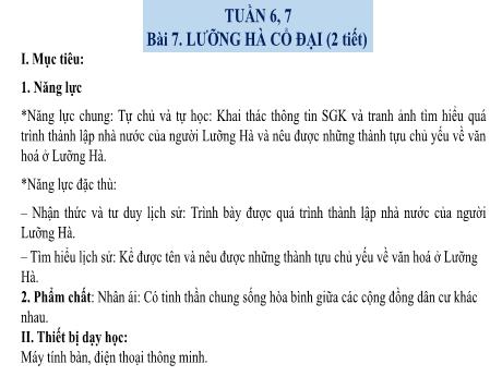Bài giảng môn Lịch sử Lớp 6 - Tuần 6+7, Bài 7: Lưỡng Hà cổ đại