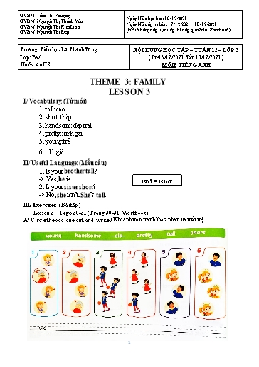 Bài giảng môn Tiếng Anh Lớp 3 - Tuần 12 - Năm học: 2021-2022 - Trường Tiểu học Lê Thánh Tông