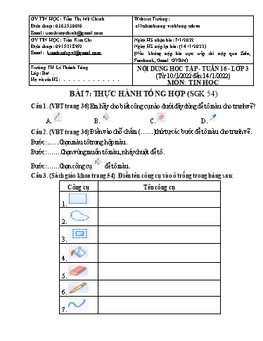 Bài giảng môn Tiếng Anh Lớp 3 - Tuần 16 - Năm học: 2021-2022 - Trường Tiểu học Lê Thánh Tông