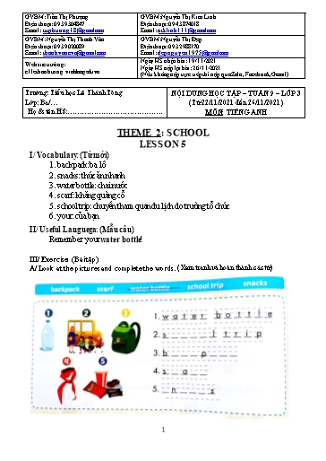 Bài giảng môn Tiếng Anh Lớp 3 - Tuần 9 - Năm học: 2021-2022 - Trường Tiểu học Lê Thánh Tông