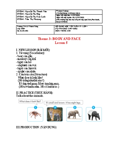 Bài giảng môn Tiếng Anh Lớp 4 - Tuần 17 (Lesson 5) - Năm học: 2021-2022 - Trường Tiểu học Lê Thánh Tông