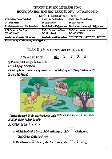 Bài giảng môn Tiếng Việt Lớp 1 - Tuần 8 - Bài: S s X x - Năm học: 2021-2022 - Trường Tiểu học Lê Thánh Tông