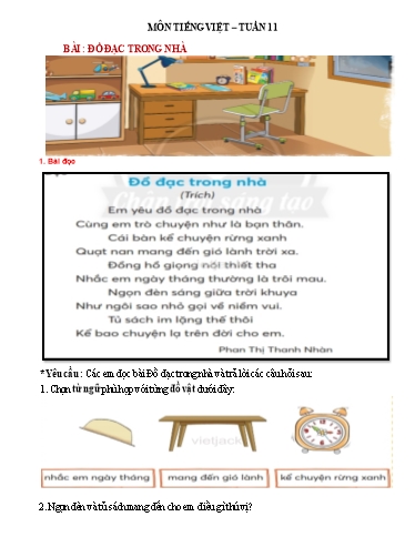 Bài giảng môn Tiếng Việt Lớp 2 - Tuần 11 - Năm học: 2021-2022 - Trường Tiểu học Lê Thánh Tông