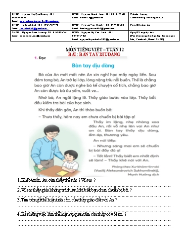 Bài giảng môn Tiếng Việt Lớp 2 - Tuần 12 - Năm học: 2021-2022 - Trường Tiểu học Lê Thánh Tông