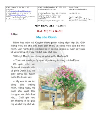 Bài giảng môn Tiếng Việt Lớp 2 - Tuần 16 - Năm học: 2021-2022 - Trường Tiểu học Lê Thánh Tông