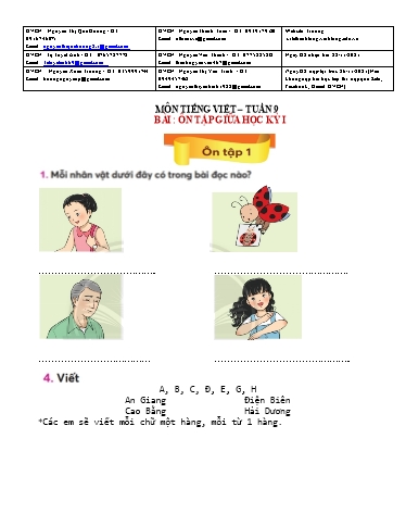 Bài giảng môn Tiếng Việt Lớp 2 - Tuần 9 - Năm học: 2021-2022 - Trường Tiểu học Lê Thánh Tông