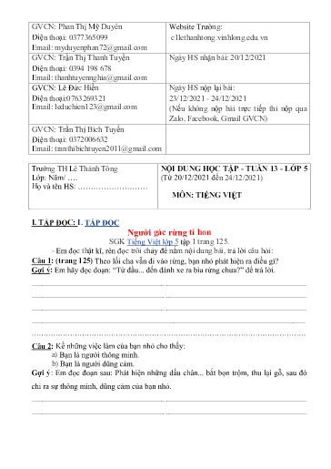 Bài giảng môn Tiếng Việt Lớp 5 - Tuần 13 - Năm học: 2021-2022 - Trường Tiểu học Lê Thánh Tông