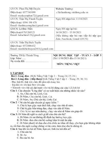 Bài giảng môn Tiếng Việt Lớp 5 - Tuần 3 - Năm học: 2021-2022 - Trường Tiểu học Lê Thánh Tông
