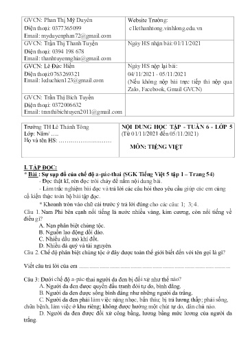 Bài giảng môn Tiếng Việt Lớp 5 - Tuần 6 - Năm học: 2021-2022 - Trường Tiểu học Lê Thánh Tông