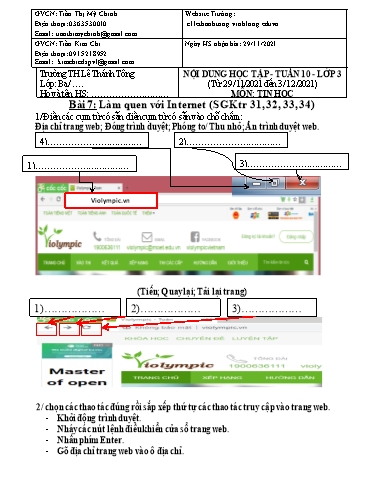 Bài giảng môn Tin học Lớp 3 - Tuần 10 - Năm học: 2021-2022 - Trường Tiểu học Lê Thánh Tông