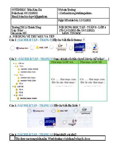 Bài giảng môn Tin học Lớp 4 - Tuần 8 - Năm học: 2021-2022 - Trường Tiểu học Lê Thánh Tông