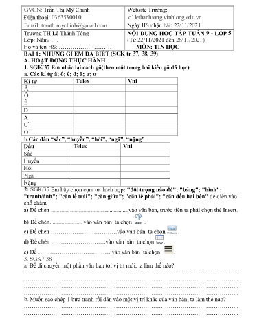 Bài giảng môn Tin học Lớp 5 - Tuần 9 - Năm học: 2021-2022 - Trường Tiểu học Lê Thánh Tông