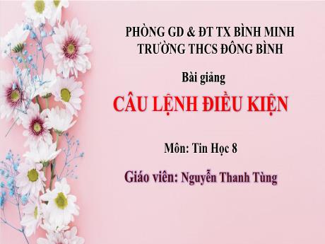 Bài giảng môn Tin học Lớp 8 - Tiết 27, Bài 6: Câu lệnh điều kiện - Nguyễn Thanh Tùng