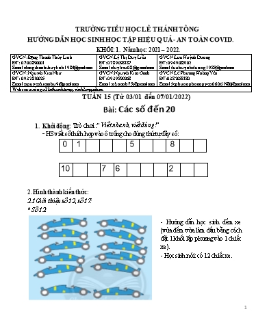 Bài giảng môn Toán học Lớp 1 - Tuần 15 - Năm học: 2021-2022 - Trường Tiểu học Lê Thánh Tông