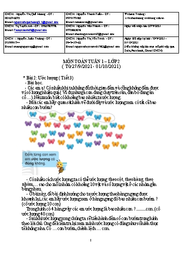 Bài giảng môn Toán học Lớp 2 - Tuần 1 (Tiết 3) - Năm học: 2021-2022 - Trường Tiểu học Lê Thánh Tông