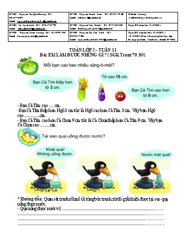 Bài giảng môn Toán học Lớp 2 - Tuần 11 - Năm học: 2021-2022 - Trường Tiểu học Lê Thánh Tông