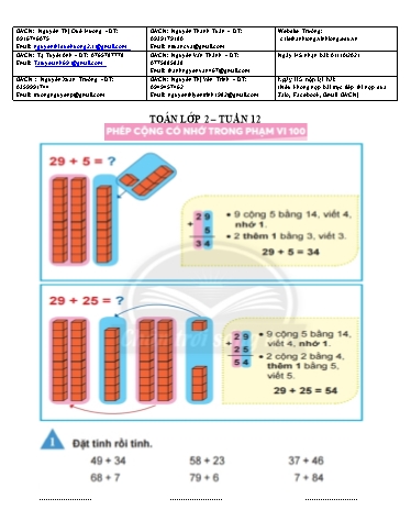 Bài giảng môn Toán học Lớp 2 - Tuần 12 - Năm học: 2021-2022 - Trường Tiểu học Lê Thánh Tông