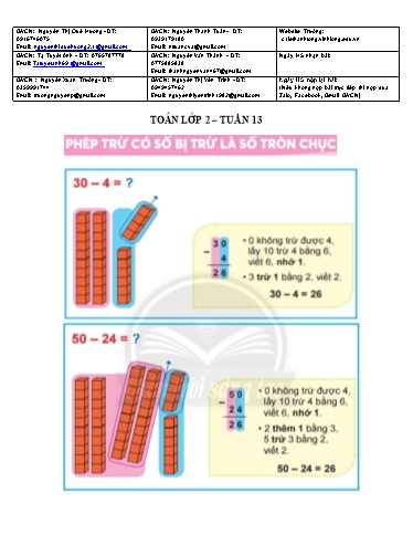 Bài giảng môn Toán học Lớp 2 - Tuần 13 - Năm học: 2021-2022 - Trường Tiểu học Lê Thánh Tông