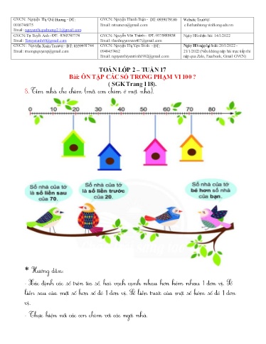 Bài giảng môn Toán học Lớp 2 - Tuần 17 - Năm học: 2021-2022 - Trường Tiểu học Lê Thánh Tông