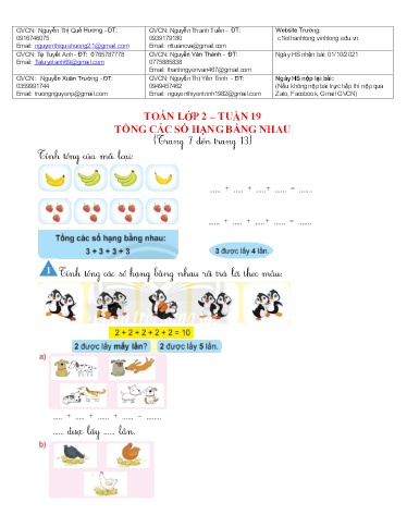 Bài giảng môn Toán học Lớp 2 - Tuần 19 - Năm học: 2021-2022 - Trường Tiểu học Lê Thánh Tông