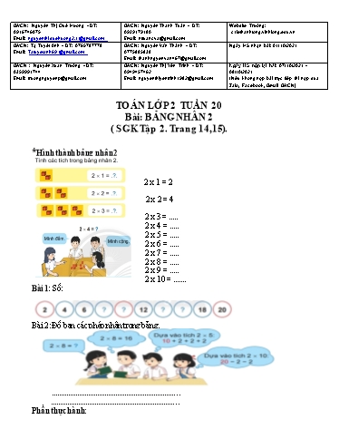 Bài giảng môn Toán học Lớp 2 - Tuần 20 - Năm học: 2021-2022 - Trường Tiểu học Lê Thánh Tông
