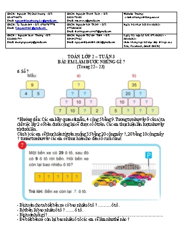 Bài giảng môn Toán học Lớp 2 - Tuần 3 - Năm học: 2021-2022 - Trường Tiểu học Lê Thánh Tông