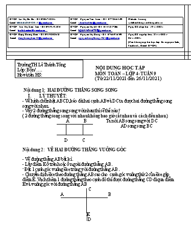 Bài giảng môn Toán học Lớp 4 - Tuần 9 - Năm học: 2021-2022 - Trường Tiểu học Lê Thánh Tông