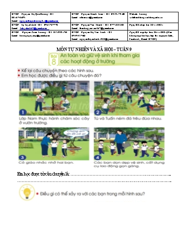 Bài giảng môn Tự nhiên và xã hội Lớp 2 - Tuần 9 - Năm học: 2021-2022 - Trường Tiểu học Lê Thánh Tông