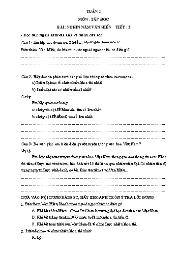 Bài tập môn Tiếng Việt Lớp 5 - Tuần 2