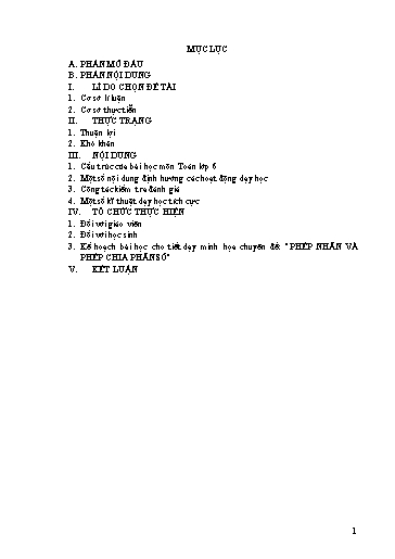 Báo cáo Chuyên đề môn Toán học Lớp 6 - Vận dụng một số kĩ thuật dạy học tích cực trong giảng dạy môn Toán Lớp 6, hướng đến phát triển năng lực và phẩm chất cho học sinh - Lê Thị Ngọc Ánh