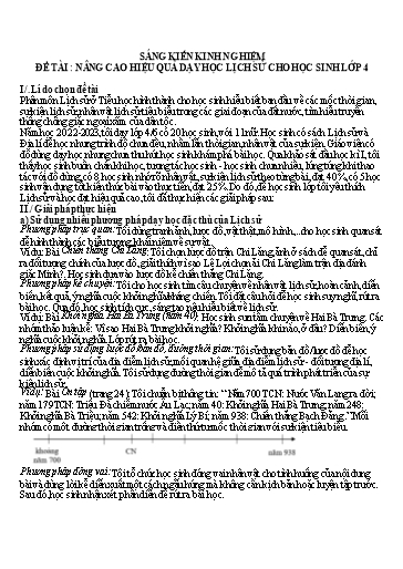 Báo cáo sáng kiến: Nâng cao hiệu quả dạy học Lịch sử cho học sinh Lớp 4 - Trần Thị Kim Thuận