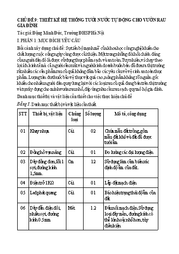 Chủ đề 9: Thiết kế hệ thống tưới nước tự động cho vườn rau gia đình - Đặng Minh Đức