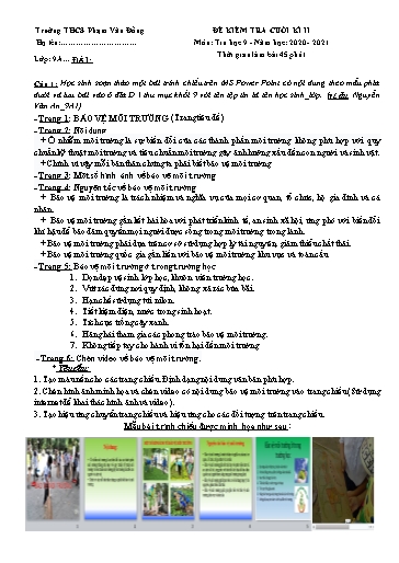 Đề thi cuối học kỳ 2 môn Tin học Lớp 9 - Năm học 2020-2021 (Có đáp án + Ma trận)