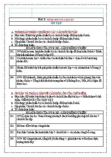 Giáo án môn Ngữ Văn Lớp 7 - Bài 1: Tiếng nói của vạn vật (Ôn tập)