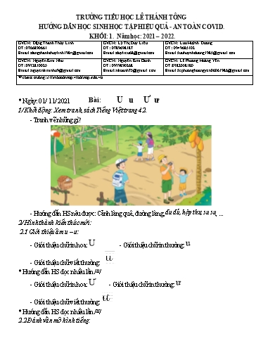 Giáo án môn Tiếng Việt Lớp 1 - Tuần 1+2 - Năm học: 2021-2022 - Trường Tiểu học Lê Thánh Tông
