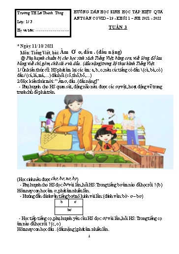 Giáo án môn Tiếng Việt + Toán học Lớp 1 - Tuần 3 - Năm học 2021-2022 - Trường Tiểu học Lê Thánh Tông