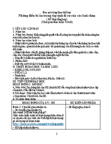 Giáo án Ngữ văn Lớp 8 - Đọc mở rộng theo thể loại: Những điều bí ẩn trong tập tính di cư của các loài chim