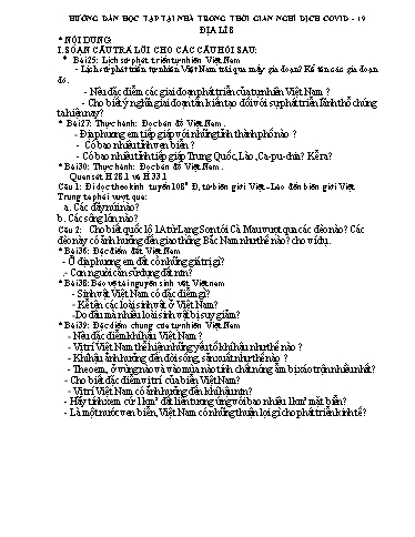 Hướng dẫn học tại nhà khi nghỉ dịch COVID môn Địa lý Lớp 8 - Chủ đề: Đất và sinh vật