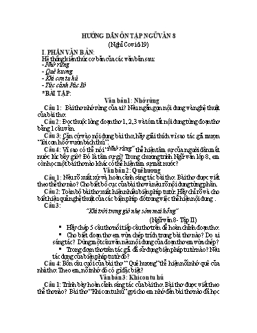 Hướng dẫn ôn tập khi nghỉ dịch COVID môn Ngữ văn Lớp 8