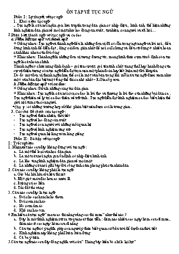 Hướng dẫn ôn tập môn Ngữ văn Lớp 7 - Tuần 20 đến 22: Tục ngữ + Văn nghị luận