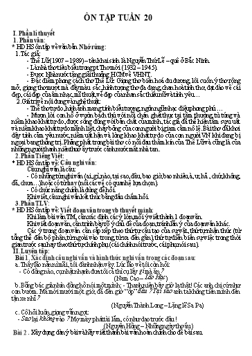 Hướng dẫn ôn tập môn Ngữ văn Lớp 8 - Tuần 20 đến 22