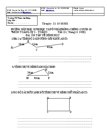 Kế hoạch bài dạy môn Toán + Tiếng Việt Lớp 3 - Tuần 3 - Năm học 2021-2022 - Trường Tiểu học Phan Văn Đáng