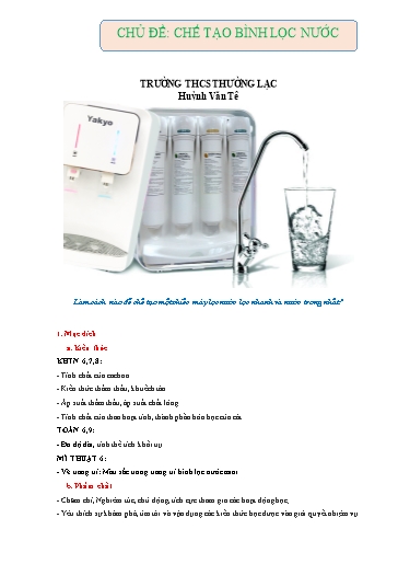 Kế hoạch bài dạy STEM môn KHTN Lớp 8 - Chủ đề: Chế tạo bình lọc nước - Huỳnh Văn Tê