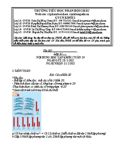 Nội dung tự học các môn Lớp 1 - Tuần 19 (Có đáp án) - Năm học 2021-2022 - Trường Tiểu học Phan Bội Châu