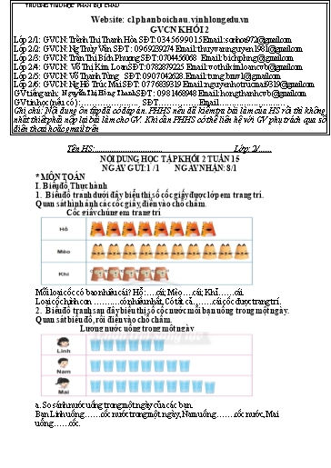 Nội dung tự học các môn Lớp 2 - Tuần 15 (Có đáp án) - Năm học 2021-2022 - Trường Tiểu học Phan Bội Châu
