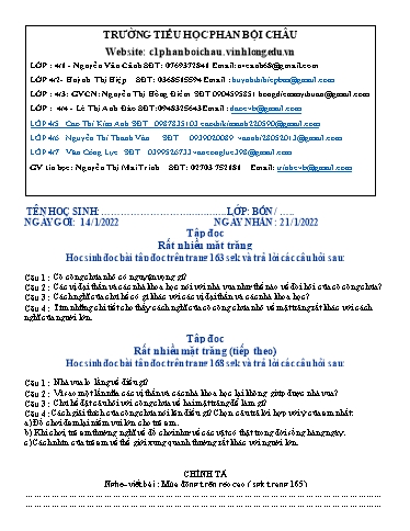 Nội dung tự học các môn Lớp 4 - Tuần 17 (Có đáp án) - Năm học 2021-2022 - Trường Tiểu học Phan Bội Châu