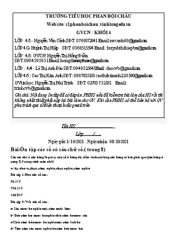 Nội dung tự học các môn Lớp 4 - Tuần 2 (Có đáp án) - Năm học 2021-2022 - Trường Tiểu học Phan Bội Châu