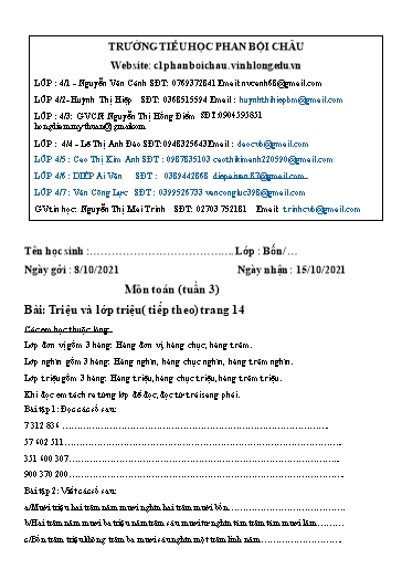 Nội dung tự học các môn Lớp 4 - Tuần 3 (Có đáp án) - Năm học 2021-2022 - Trường Tiểu học Phan Bội Châu